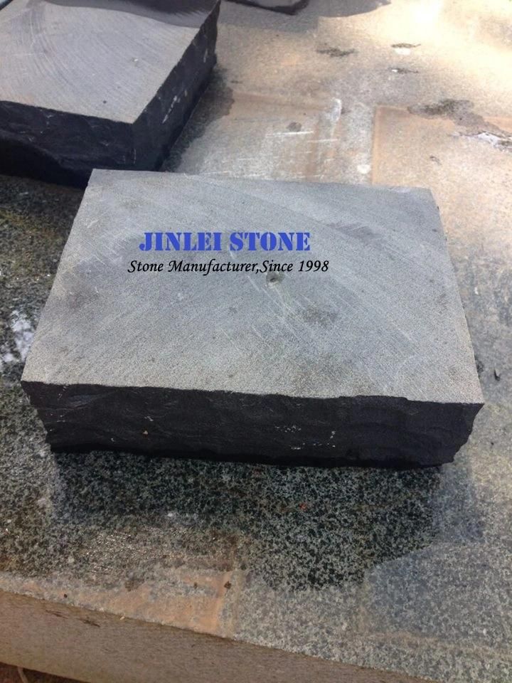 Black Basalt Paver, Honed Surface Machine Cut Paving Stone Black Basalt