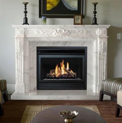 Indoor Home Decoration Stone Carving Marble Fireplace Mantel Electric Fireplace