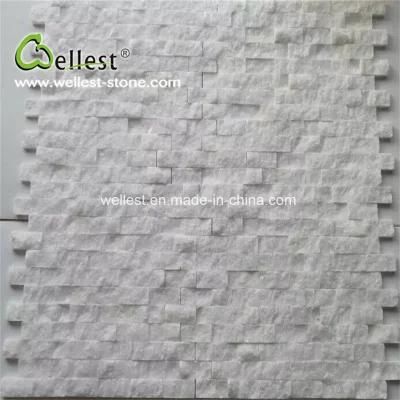 Rough Finish Pure White Quartzite Ledge Stone for Feature Wall Decoration