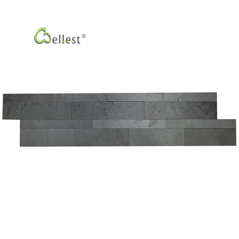 Easy DIY Tile Peel and Stick Black Slate Stone Overlay Kitchen Backsplash Decorative Tile Ledge Stone Culture Stone Wall Panel