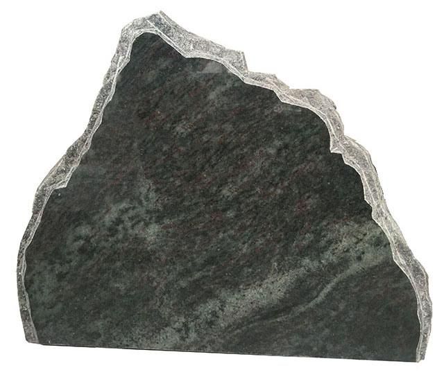 Laser Etched Olive Green Granite Cemetery Headstone