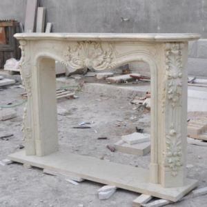 Natural Carved Louis Luxury Mantels Italian Large White Stone Marble Fireplace Mantel Carving Metal for Sale
