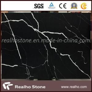 Polished Artificial Calacatta Black with White Quartz Stone for Sale