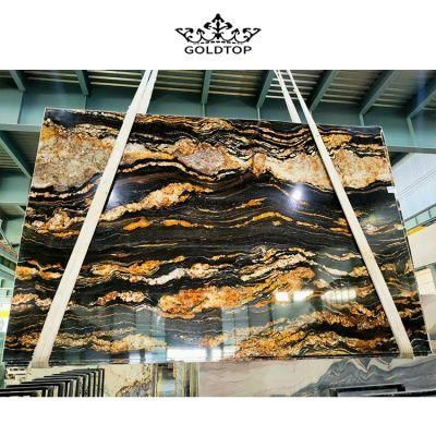 Factory Wholesale Natural Stone Polished/ Honed Surface Bathroom/Kitchen /Living Room Countertop Black and Gold Vein Cosmic Gold Granite for Home