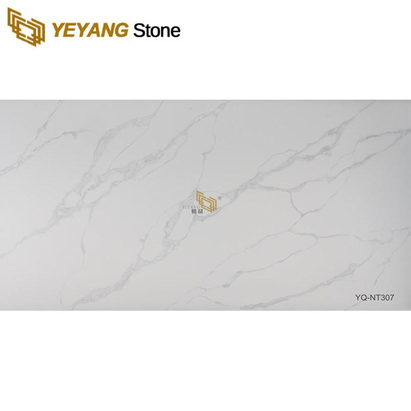 Carrara White Artificial Quartz Stone Slabs for Hotel/Commercial/Residential/Bathroom/Kitchen/Vanity/Countertop
