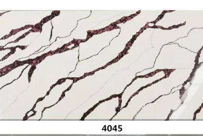 White 4045 Artificial Calacatta Quartz Stone Slab Used for Home Decoration