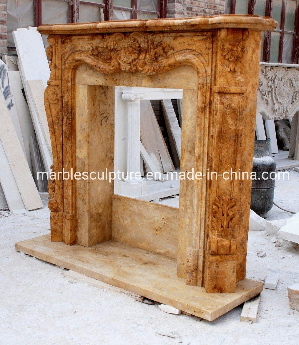 Marble Stone Sculpture Simple Style Antique Marble Fireplace (SYMF-031)