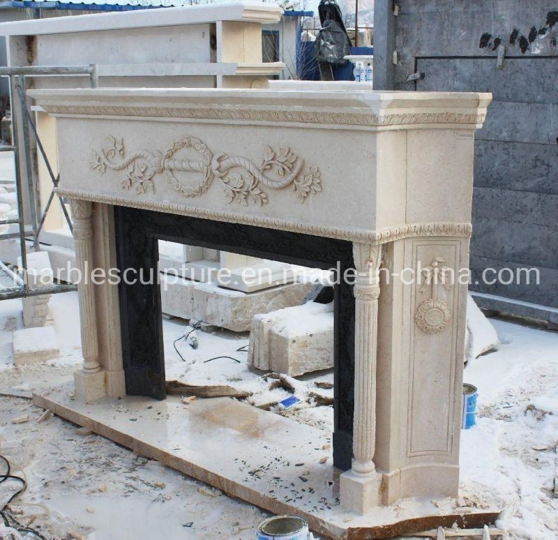Antique Beige Marble Fireplace Mantel Home Decoration (SYMF-302)