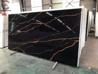 High Quality Kitchen Tops Artificial Man Made Stone Black Color Quartz Counter