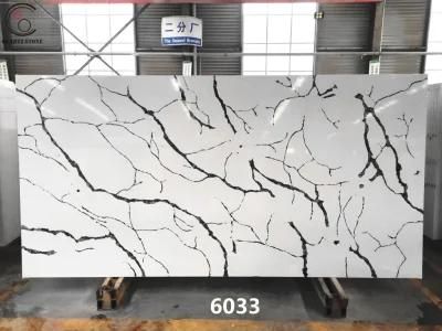 Black Veins Artificial Quartz Stone Slab Used as Decoration Materials