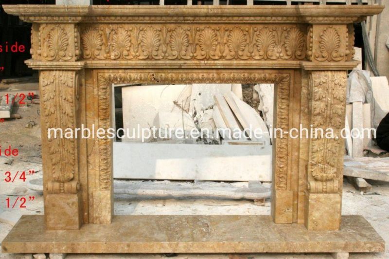 High Polished Stone Sculpture Statue Marble Fireplace (SYMF-044)