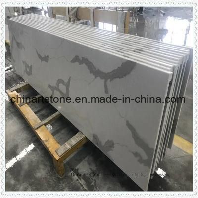 Wholesale Artificial Stone White Calacatta Quartz Slab for Countertop and Vanity Top