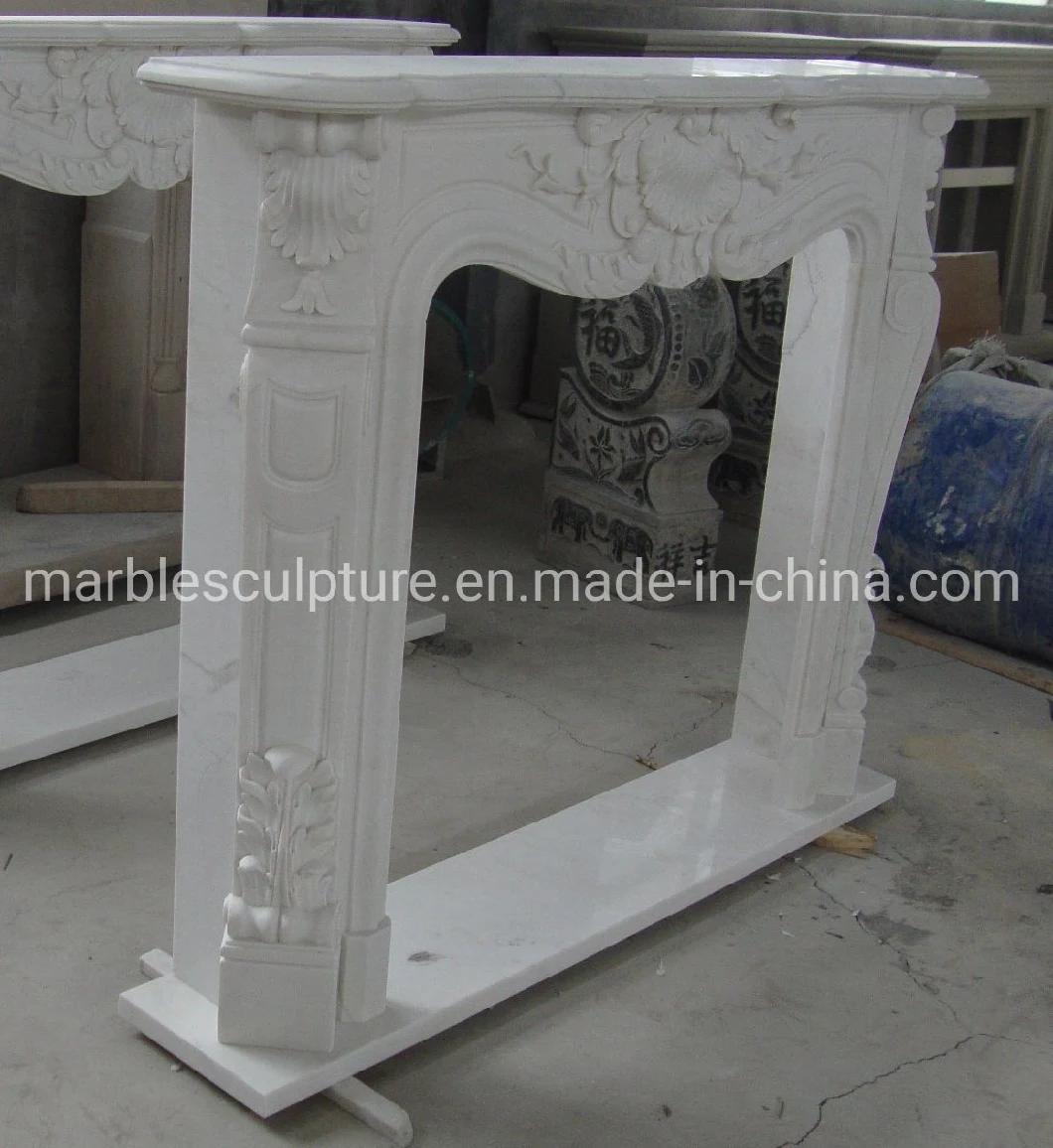 Cheap Price Classic White Marble Fireplace in Stock (SYMF-283)
