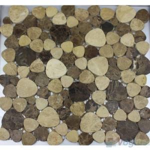 Cream Brown Polished Pebble Marble Mosaic