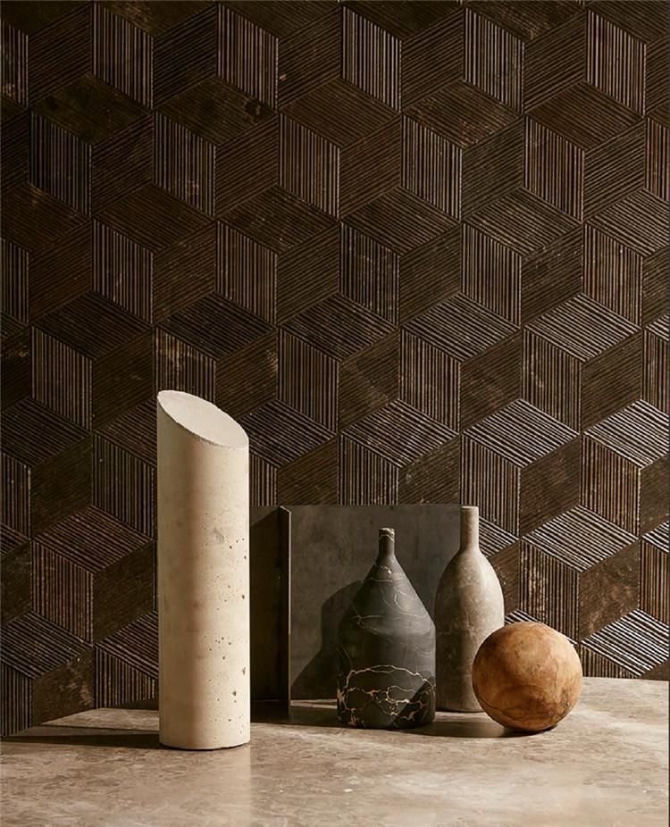 Bathroom Romboo 3D Decorative Brown Marble Wall Panel