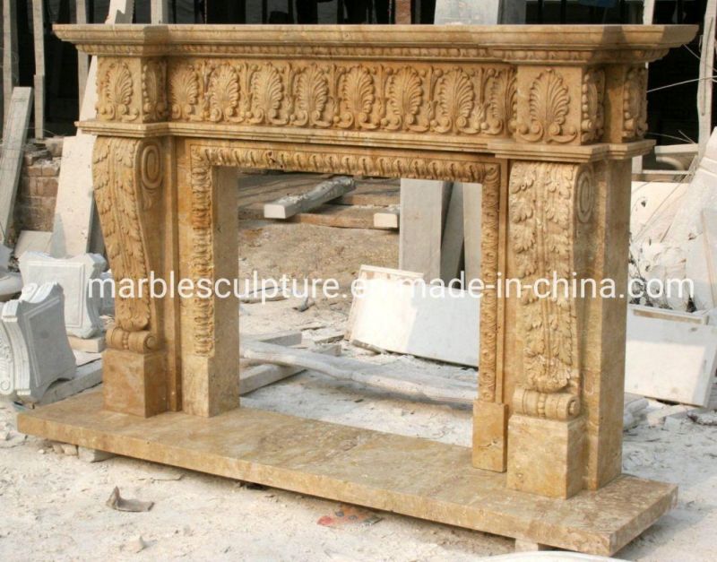 High Polished Stone Sculpture Statue Marble Fireplace (SYMF-044)