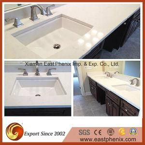 White Quartz Vanity Top for Hotel Commercial Project