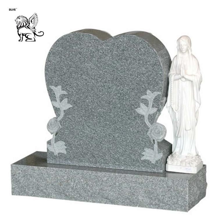 Marble Tombstone with Catholic Religious Mother Mary Statue Sculpture Mty-25