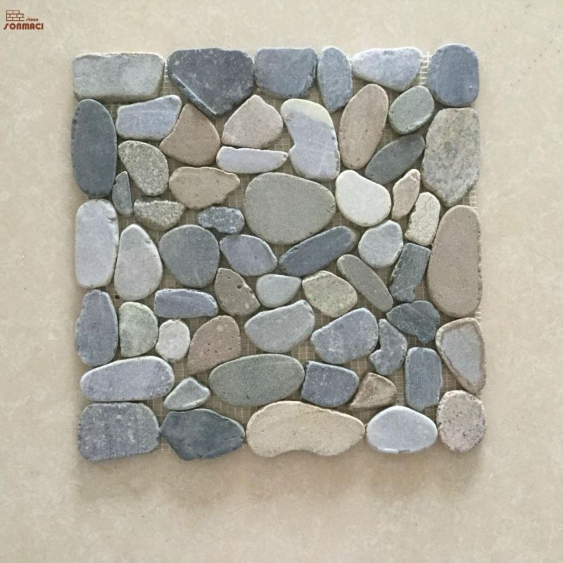 Grey Limestone Paving Stone Pebble Mosaic