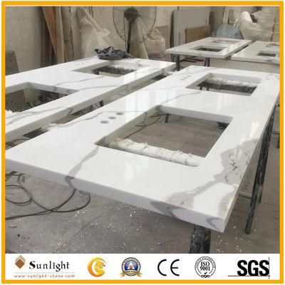 Calacatta White Quartz Stone Kithen Countertops